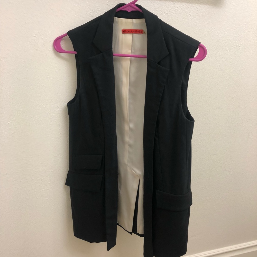 Alice + Olivia Black Slim Tailored Vest